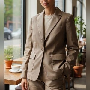 Jones New York Women Tan Khaki Blazer Jacket Size 14 W